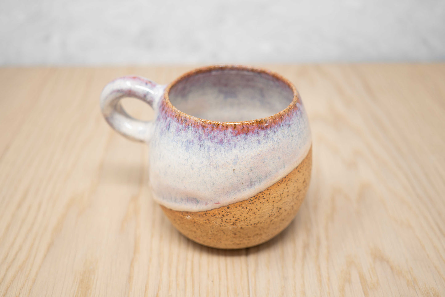 Pink and white mug