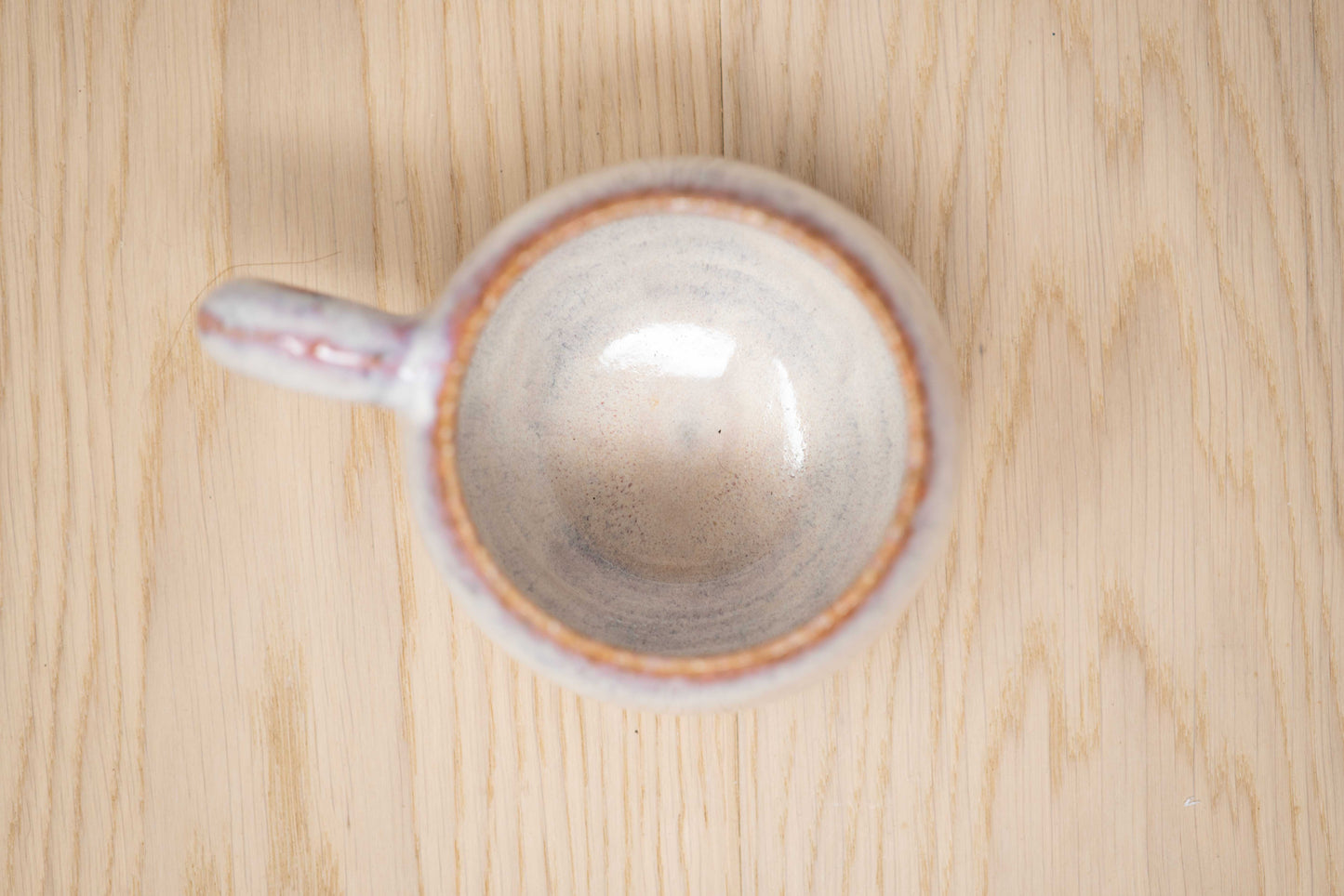 Pink and white mug