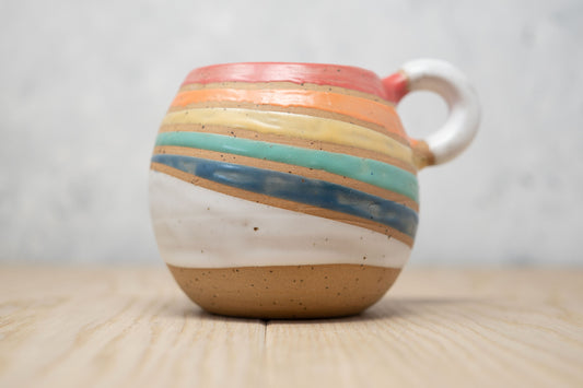 Rainbow striped mug